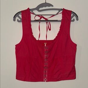 Free People Pink Lace-Up Women's Top